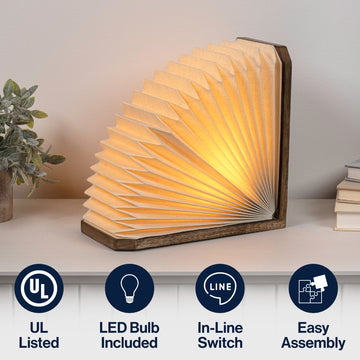 Darla Modern Art Deco Paper Half Pleated Fan LED Table Lamp